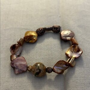 Elegant Pearl and Stone Stretch Bracelet